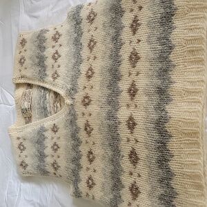 Vintage Hilda Ltd Icelandic Cream Gray Brown Wool Eclectic Grandpa Sweater Vest